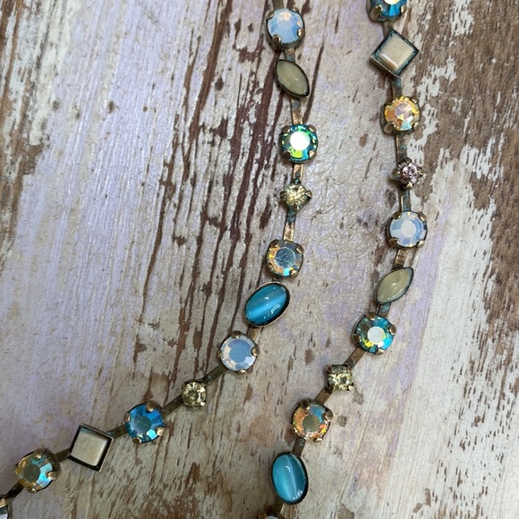 VTG Sorrelli Necklace Turquoise, Gold, Yellow, AB & White Swarovski Crystals - Picture 7 of 9